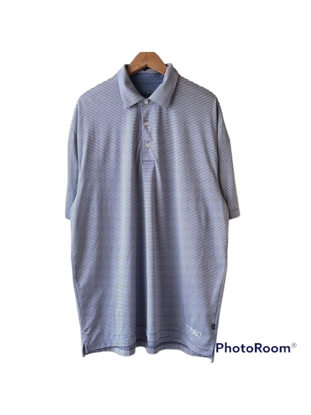 STRAIGHT DOWN Blue White Striped Golf Polo Size Large